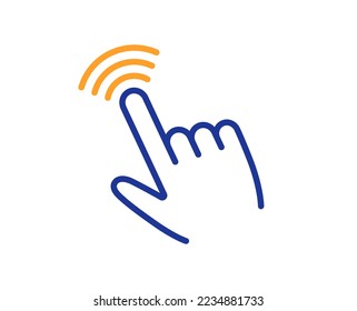 Hand cursor line icon. Click action sign. Finger pointer symbol. Colorful thin line outline concept. Linear style cursor icon. Editable stroke. Vector