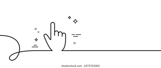Hand cursor line icon. Continuous one line with curl. Click action sign. Finger pointer symbol. Cursor single outline ribbon. Loop curve pattern. Vector