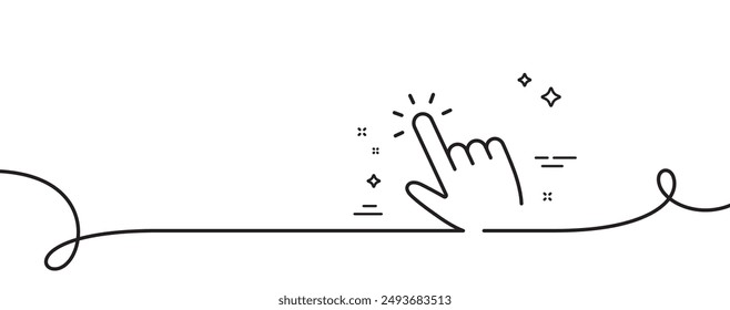 Hand cursor line icon. Continuous one line with curl. Click action sign. Finger pointer symbol. Cursor single outline ribbon. Loop curve pattern. Vector