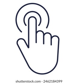 Hand cursor line icon. Touch outline logo isolated on white background. Outline hand click symbol for web and mobile. Finger tap pictogram. Editable vector stroke. Pixel Perfect.