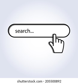 Hand cursor mouse on search vector illustration