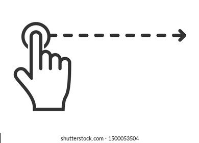 Hand Cursor Moving Along A Dotted Line, Click And Drag, Swipe Finger Prompt