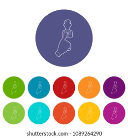 Hand cursor pointing to a person icon in outline style on a white background