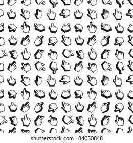 Hand Cursor Seamless Background Pattern. Vector Illustration.