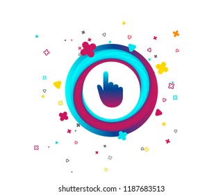 Hand cursor sign icon. Hand pointer symbol. Colorful button with icon. Geometric elements. Vector