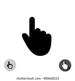 Hand cursor silhouette icon. Hand pointer symbol with finger up.