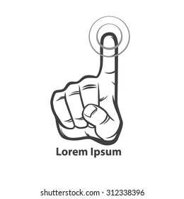 hand cursor, simple illustration, hand pointer, finger press, click, logo