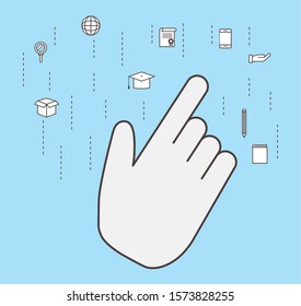 Hand cursor and social media icon set, Multimedia apps communication digital marketing and internet theme Vector illustration