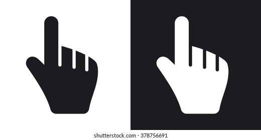 Hand cursor, stock vector. Two-tone version on black and white background