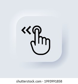 Hand cursor swipe left icon. Elements for mobile concepts and web apps. Neumorphic UI UX white user interface web button. Neumorphism. Vector EPS 10.