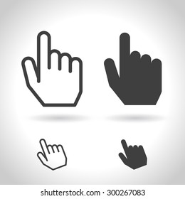 Hand cursor. For touch screen and device. Vector, flat design
