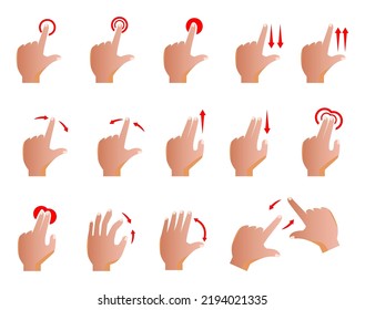 Hand Cursor Touch Screen Gestures. Hand Gestures 

Interactive Touchscreen Finger Swipe Touch. Hand Gesture Smartphone Screen


