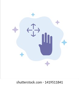 Hand, Hand Cursor, Up, Hold Blue Icon on Abstract Cloud Background