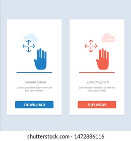 Hand, Hand Cursor, Up, Hold  Blue and Red Download and Buy Now web Widget Card Template