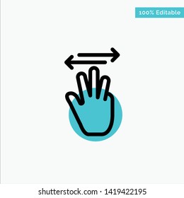 Hand, Hand Cursor, Up, Left, Right turquoise highlight circle point Vector icon