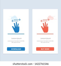 Hand, Hand Cursor, Up, Left, Right  Blue and Red Download and Buy Now web Widget Card Template