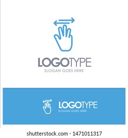 Hand, Hand Cursor, Up, Left, Right Blue Outline Logo Place for Tagline. Vector Icon Template background