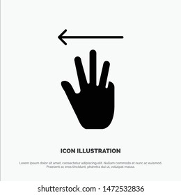 Hand, Hand Cursor, Up, Left solid Glyph Icon vector