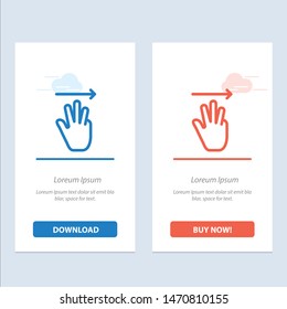 Hand, Hand Cursor, Up, Right  Blue and Red Download and Buy Now web Widget Card Template. Vector Icon Template background