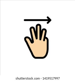 Hand, Hand Cursor, Up, Right  Flat Color Icon. Vector icon banner Template