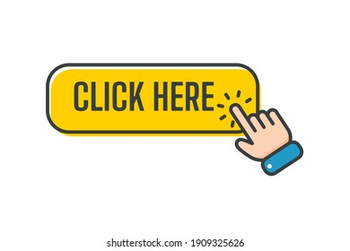 Hand cursor vector icon with blue click button. Click here for links to websites.