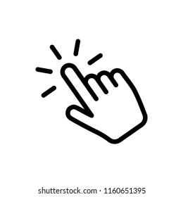 Hand cursor vector icon, clicking pointer