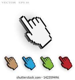 Hand cursor. Vector set