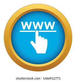 Hand cursor and website icon blue vector isolated on white background for any design