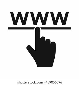 Hand cursor and website icon in simple style isolated on white background