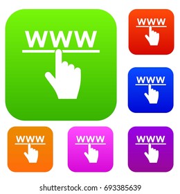 Hand cursor and website set icon in different colors isolated vector illustration. Premium collection