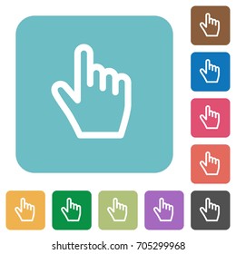 Hand cursor white flat icons on color rounded square backgrounds