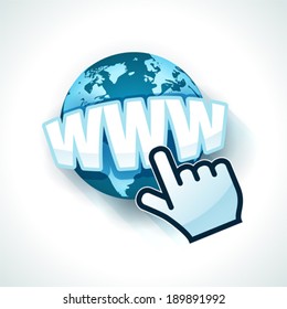 Hand cursor with www, Eps 10