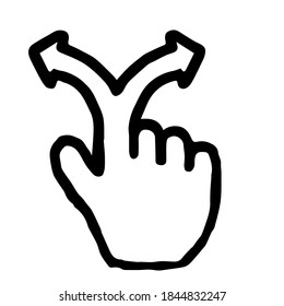 Hand Cursor004 (Arrow3) : Doodle Icon: Hand drawn vector Icon like woodblock print