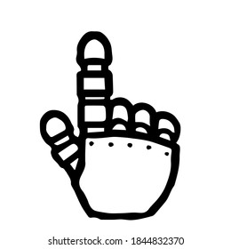 Hand Cursor019 (Robot) : Doodle Icon: Hand drawn vector Icon like woodblock print