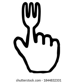 Hand Cursor032 (Fork) : Doodle Icon: Hand drawn vector Icon like woodblock print
