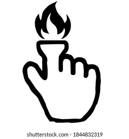 Hand Cursor036 (Torch) : Doodle Icon: Hand drawn vector Icon like woodblock print