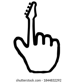 Hand Cursor045 (Guitar) : Doodle Icon: Hand drawn vector Icon like woodblock print