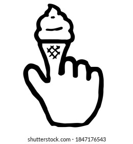 Hand Cursor052 (Ice cream): Doodle Icon: Hand drawn vector Icon like woodblock print
