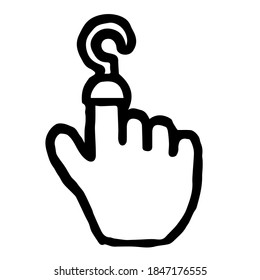 Cursor de mano057 (Hook): Icono de Doodle: Vector dibujado a mano Icono como la impresión de bloques de madera