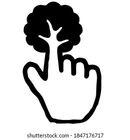 Hand Cursor073 (Tree): Doodle Icon: Hand drawn vector Icon like woodblock print