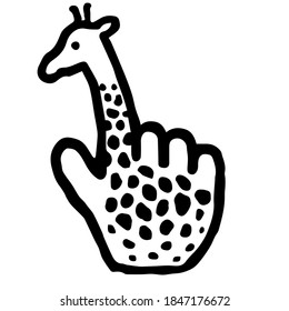 Hand Cursor082 (Giraffe): Doodle Icon: Hand drawn vector Icon like woodblock print