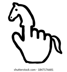 Hand Cursor083 (Horse): Doodle Icon: Hand drawn vector Icon like woodblock print