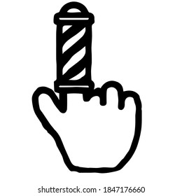 Hand Cursor087 (Barber shop): Doodle Icon: Hand drawn vector Icon like woodblock print