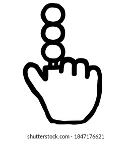 Hand Cursor091 (Dango): Doodle Icon: Hand drawn vector Icon like woodblock print
