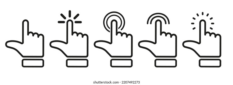 Hand cursors icon with different vibration on white background. Vector illustration