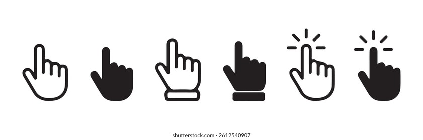 Hand cursors icons click set. Vector Illustration 
