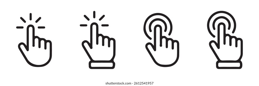 Hand cursors icons click set. computer mouse click cursor arrow icon collection, pointer cursor, pointing icon, Vector Illustration 