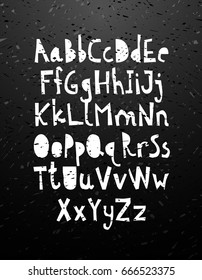 Hand cut chalk calligraphy lettering alphabet on blackboard. Graphic stylish letters font for card, t-shirt, brochure, flayer, prints, posters or photography overlay. Vector illustration stock vector