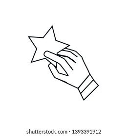 hand with cute star isolated icon
