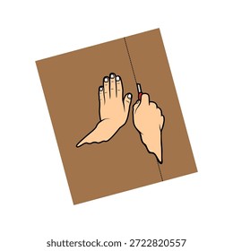 cartão de corte manual com uma ilustração de vetor cortador